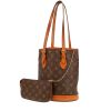 Bolso de mano Louis Vuitton  Bucket en lona Monogram marrón y cuero natural - 00pp thumbnail