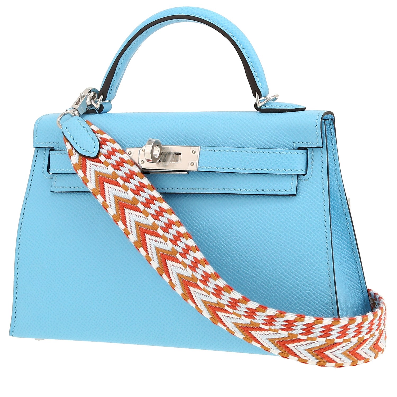 Bolso bandolera Hermès  Kelly 20 cm en cuero epsom azul Celeste - Detail D5