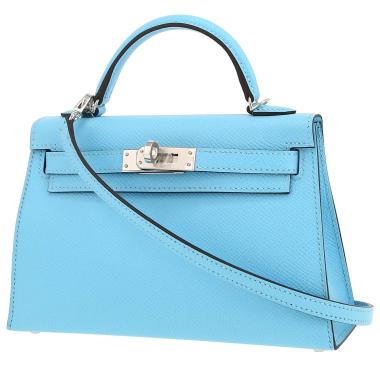 Borsa a tracolla Hermès  Kelly 20 cm in pelle Epsom blu Celeste