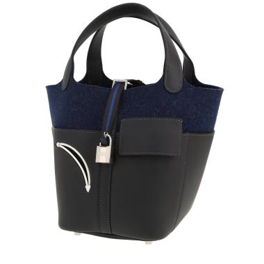 Borsa Hermès  Picotin in feltro blu notte e swift Bleu Caban