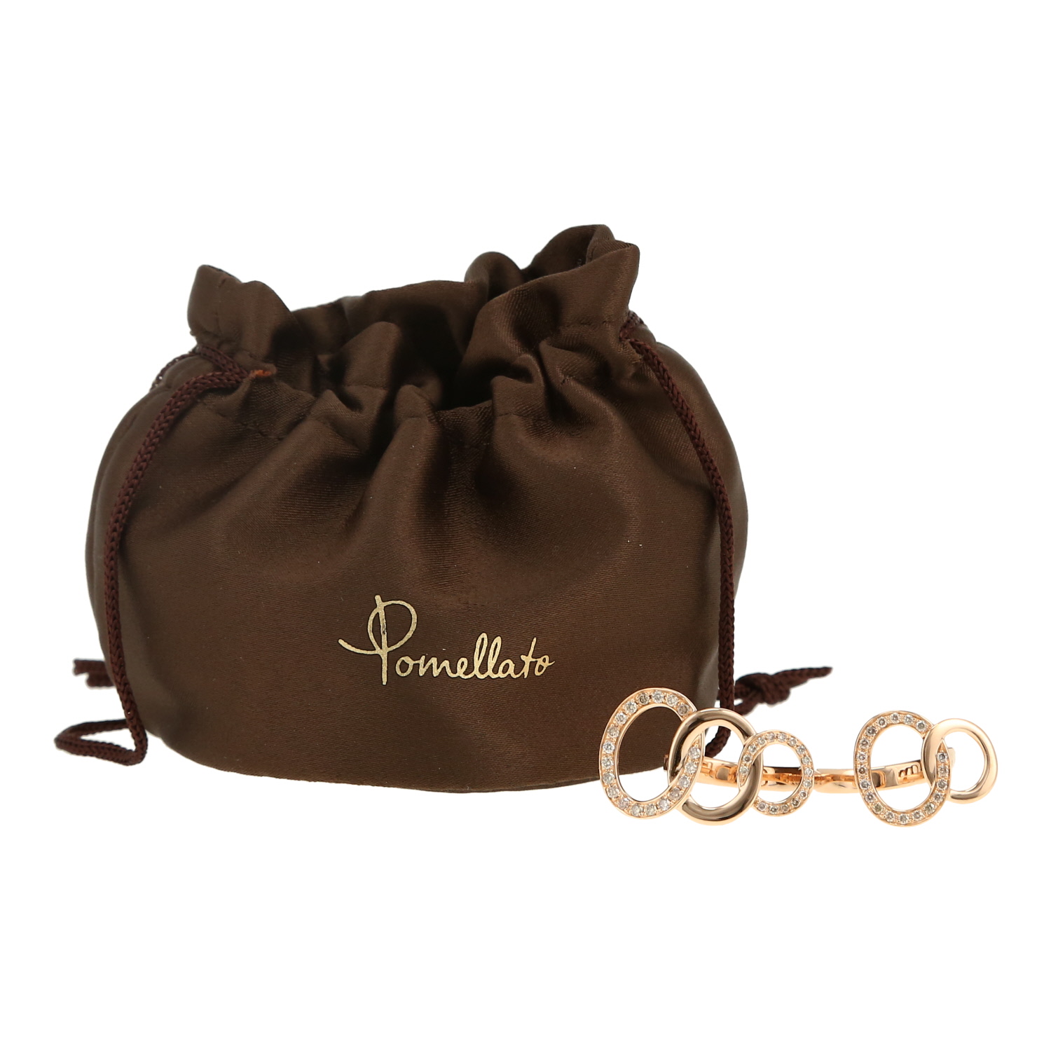 Double Pomellato Brera ring in pink gold and brown diamonds - Detail D2