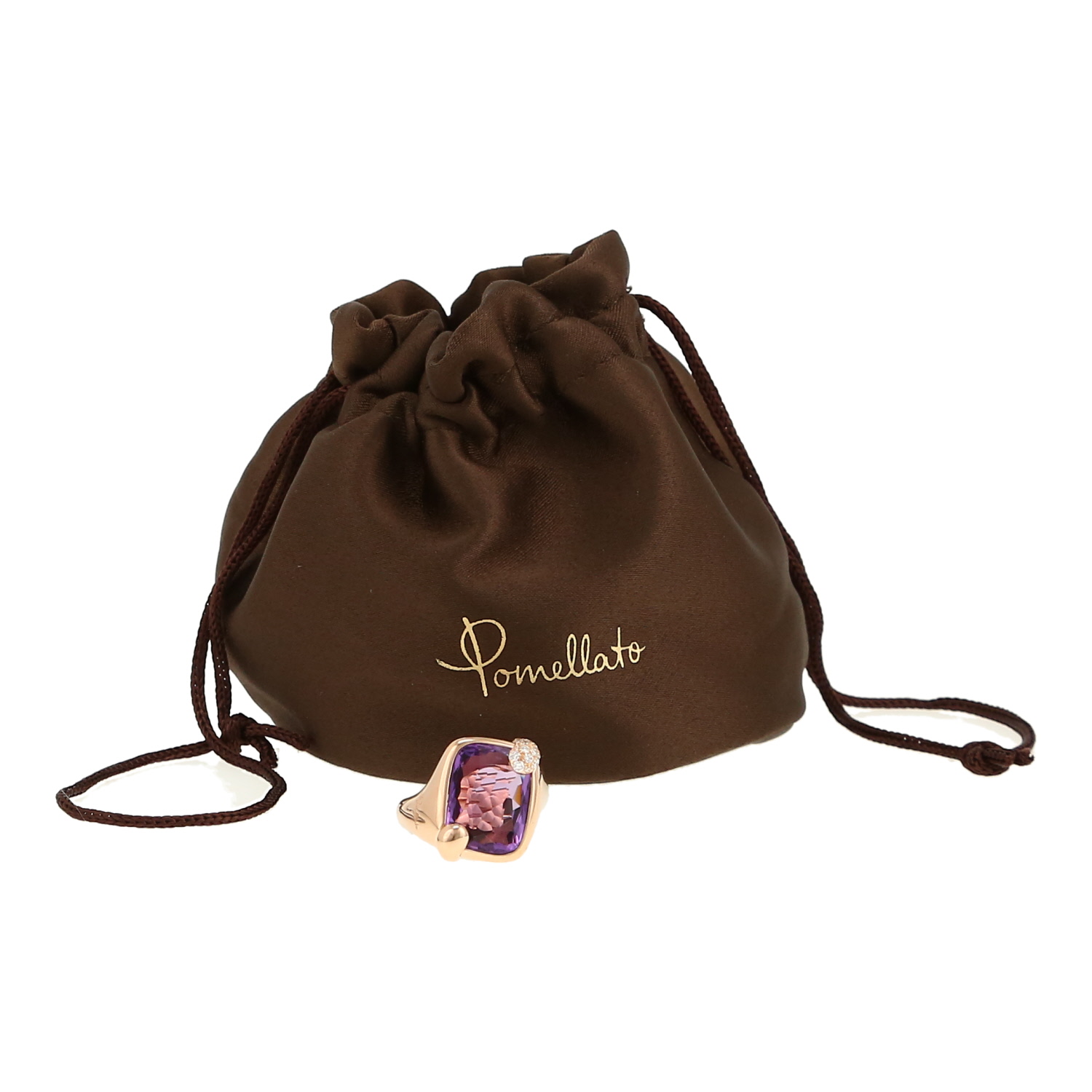 Anello Pomellato Ritratto modello piccolo in oro rosa, ametista e diamanti - Detail D2