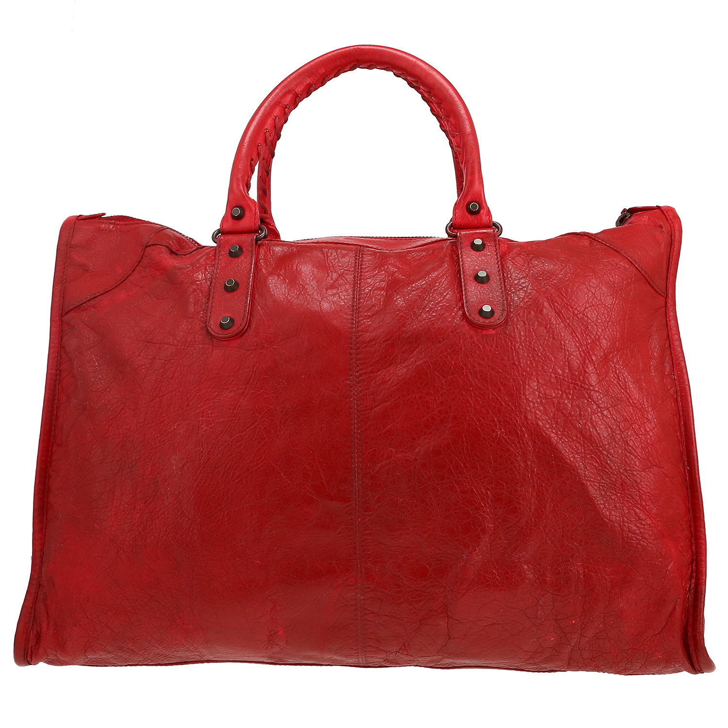 Borsa weekend Balenciaga Giant City in pelle rossa - Detail D4