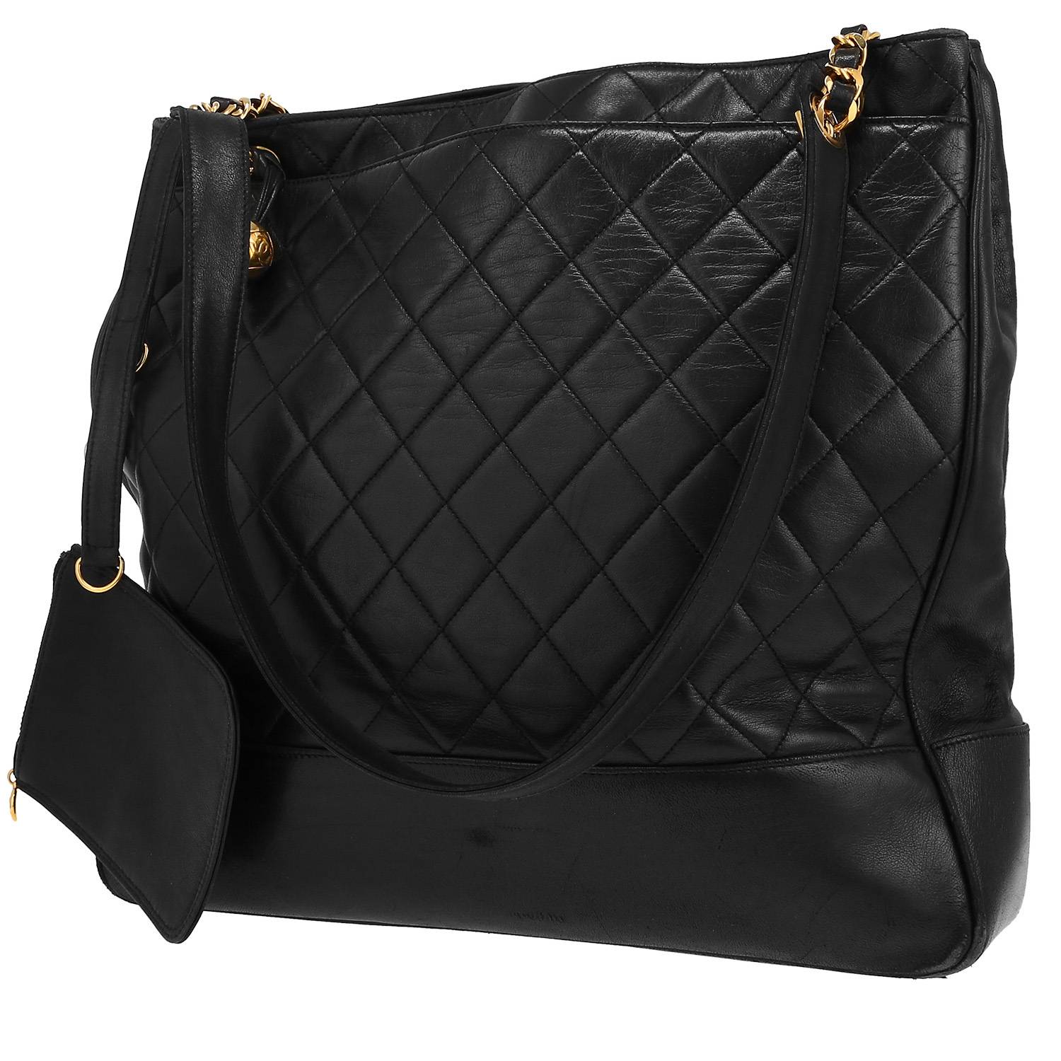 Chanel  Vintage Shopping shopping bag  in navy blue quilted leather - 00pp