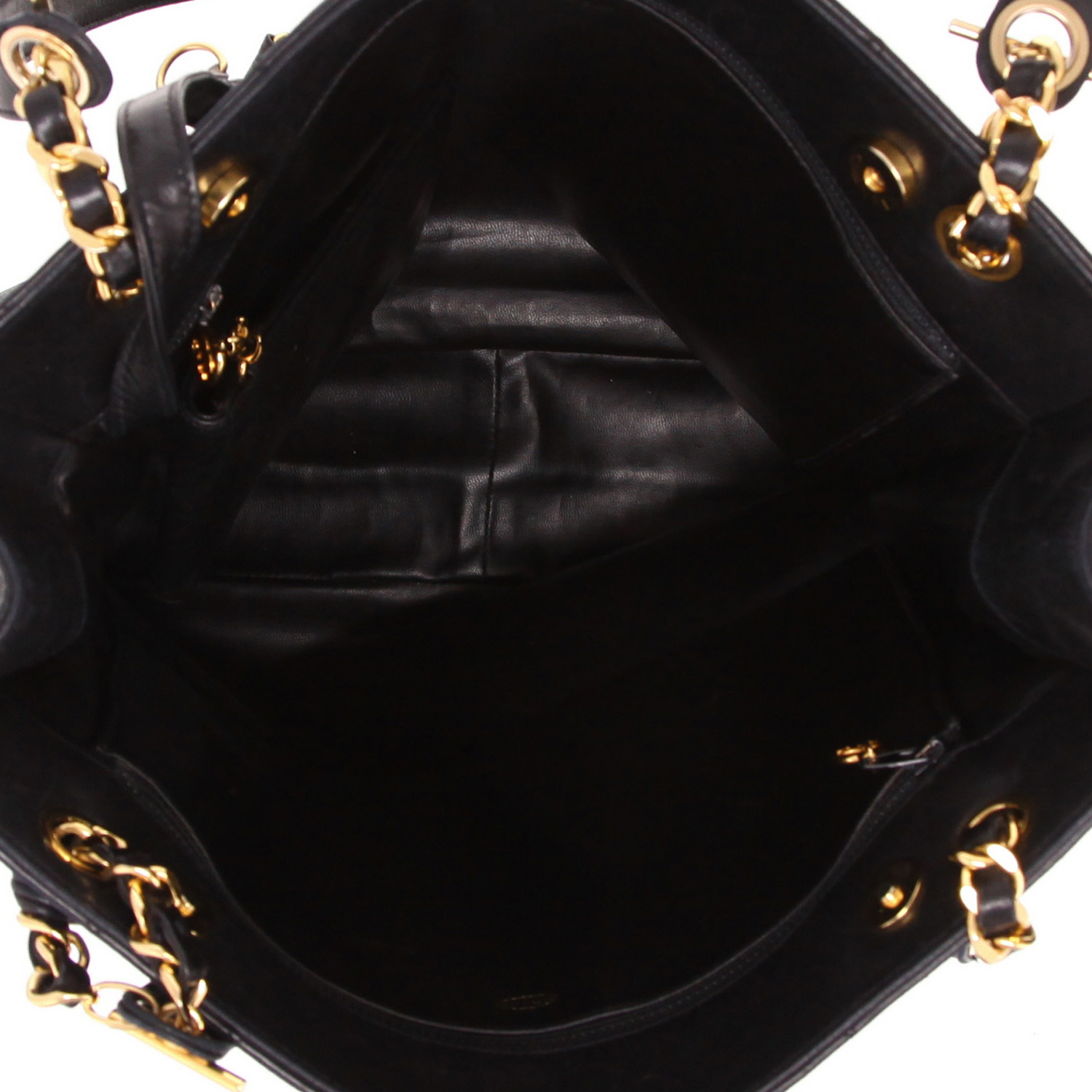 Chanel  Vintage Shopping shopping bag  in navy blue quilted leather - Detail D3