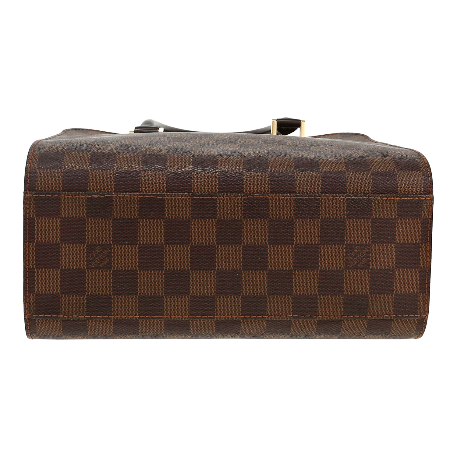 Bolso de mano Louis Vuitton  Triana en lona a cuadros ébano y cuero esmaltado marrón - Detail D1