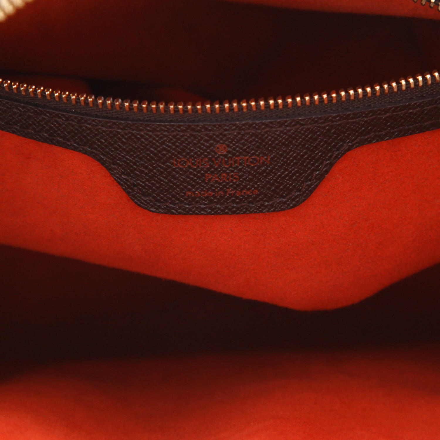 Borsa Louis Vuitton  Triana in tela a scacchi ebana e pelle lucida marrone - Detail D2