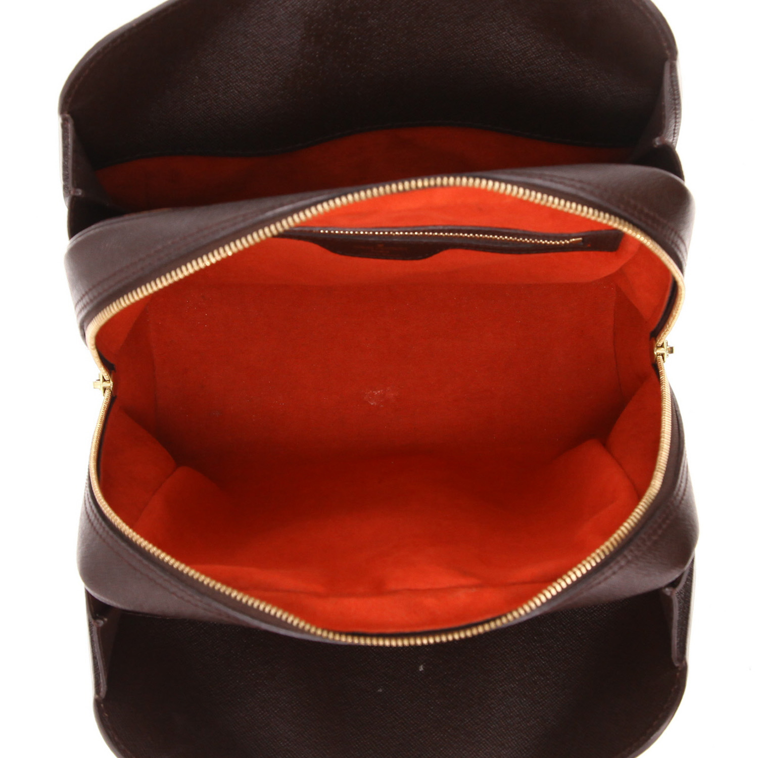 Bolso de mano Louis Vuitton  Triana en lona a cuadros ébano y cuero esmaltado marrón - Detail D3