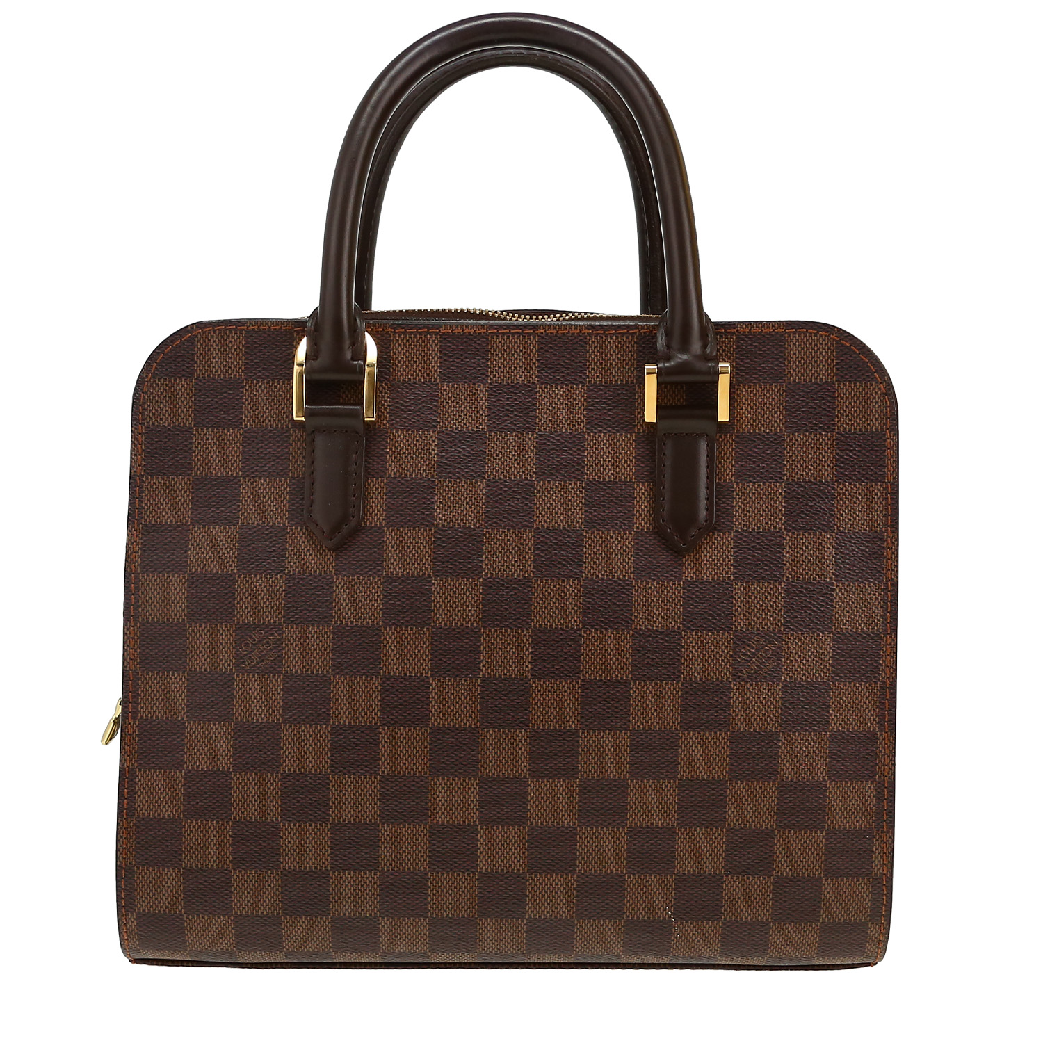 Louis Vuitton  Triana handbag  in ebene damier canvas  and brown - Detail D4