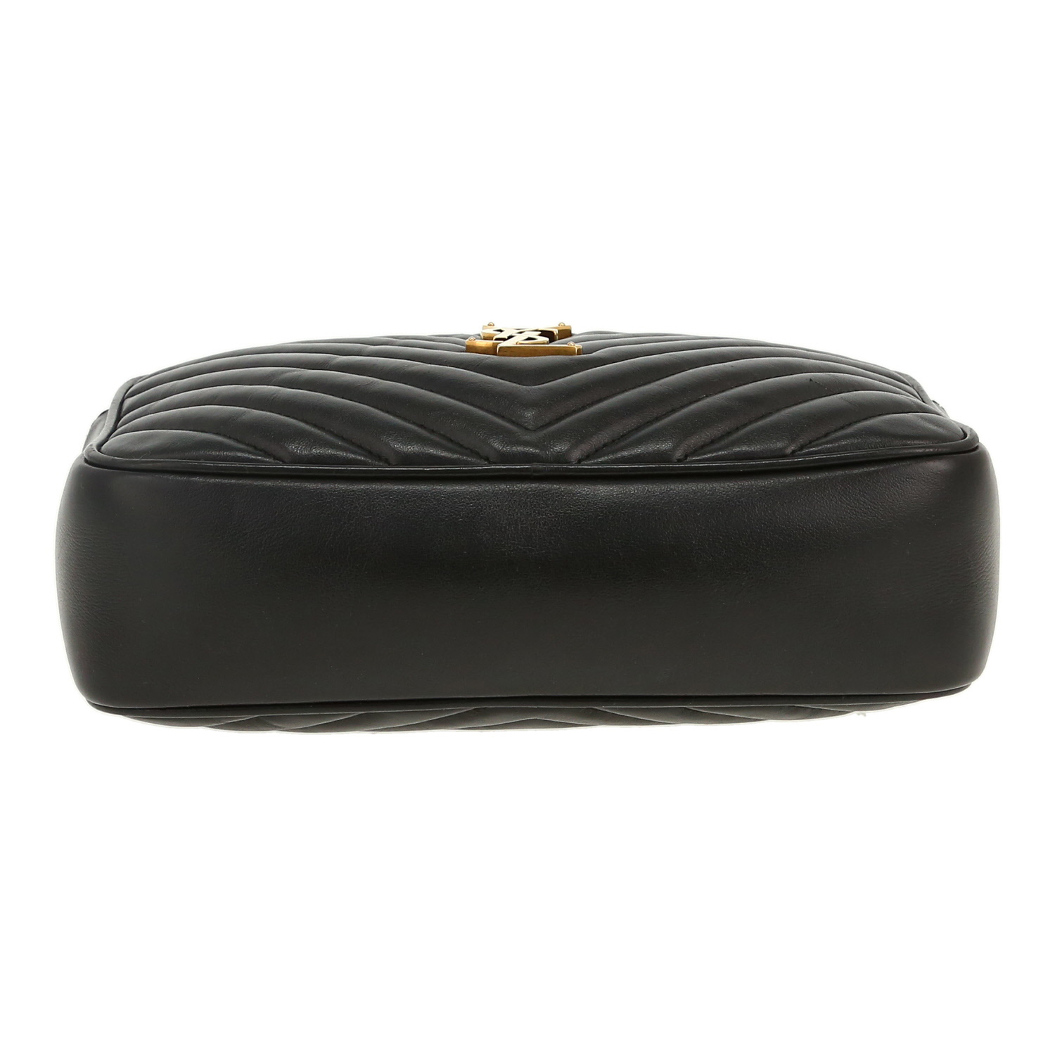 Saint Laurent Lou Sac Caméra shoulder bag in black quilted leather - Detail D1