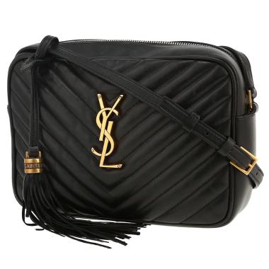 Saint Laurent  Lou Sac Caméra shoulder bag  in black quilted leather