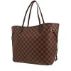 Louis Vuitton  Neverfull medium model  shopping bag  in ebene damier canvas  and brown leather - 00pp thumbnail