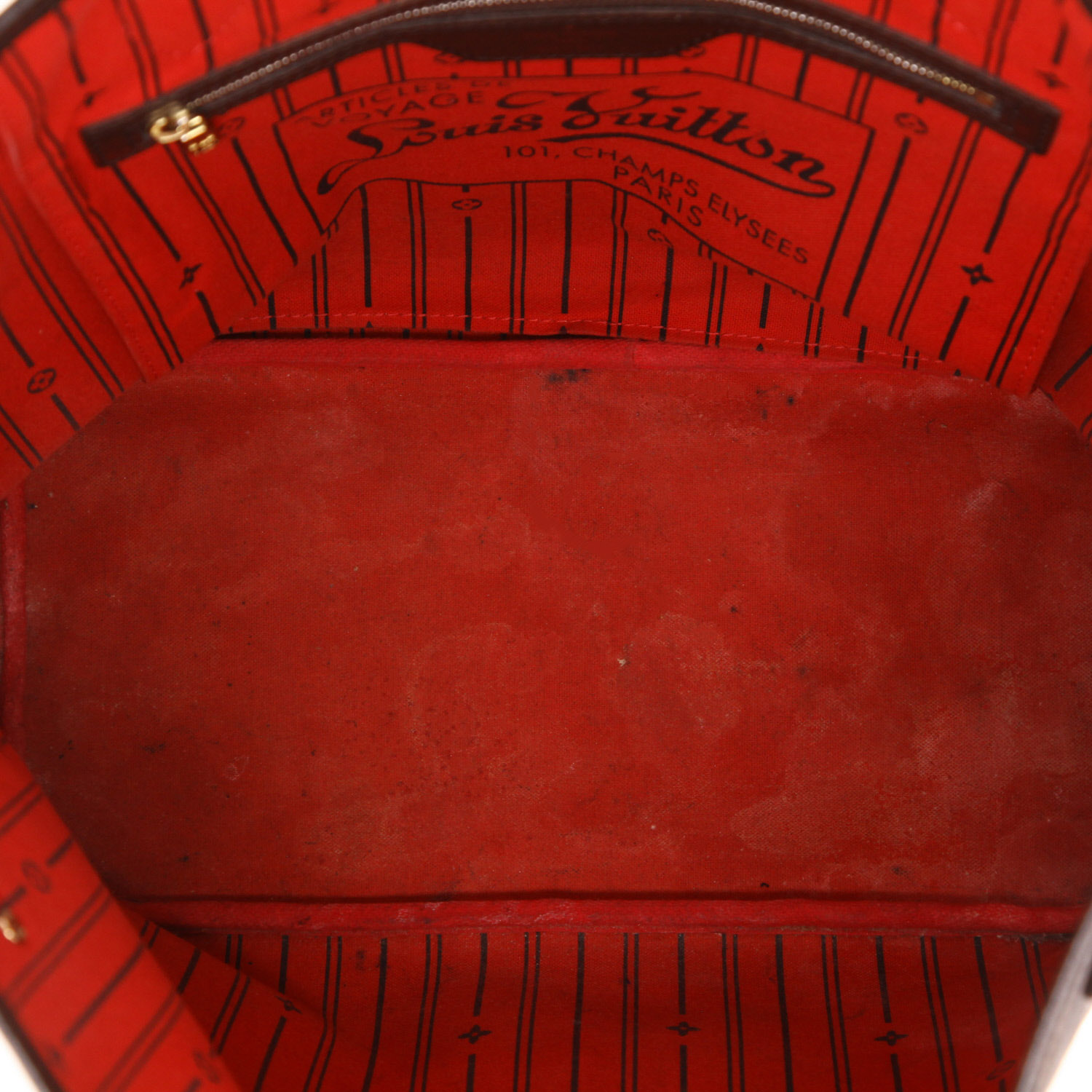 Sac cabas Louis Vuitton  Neverfull moyen modèle  en toile damier ébène et cuir marron - Detail D3