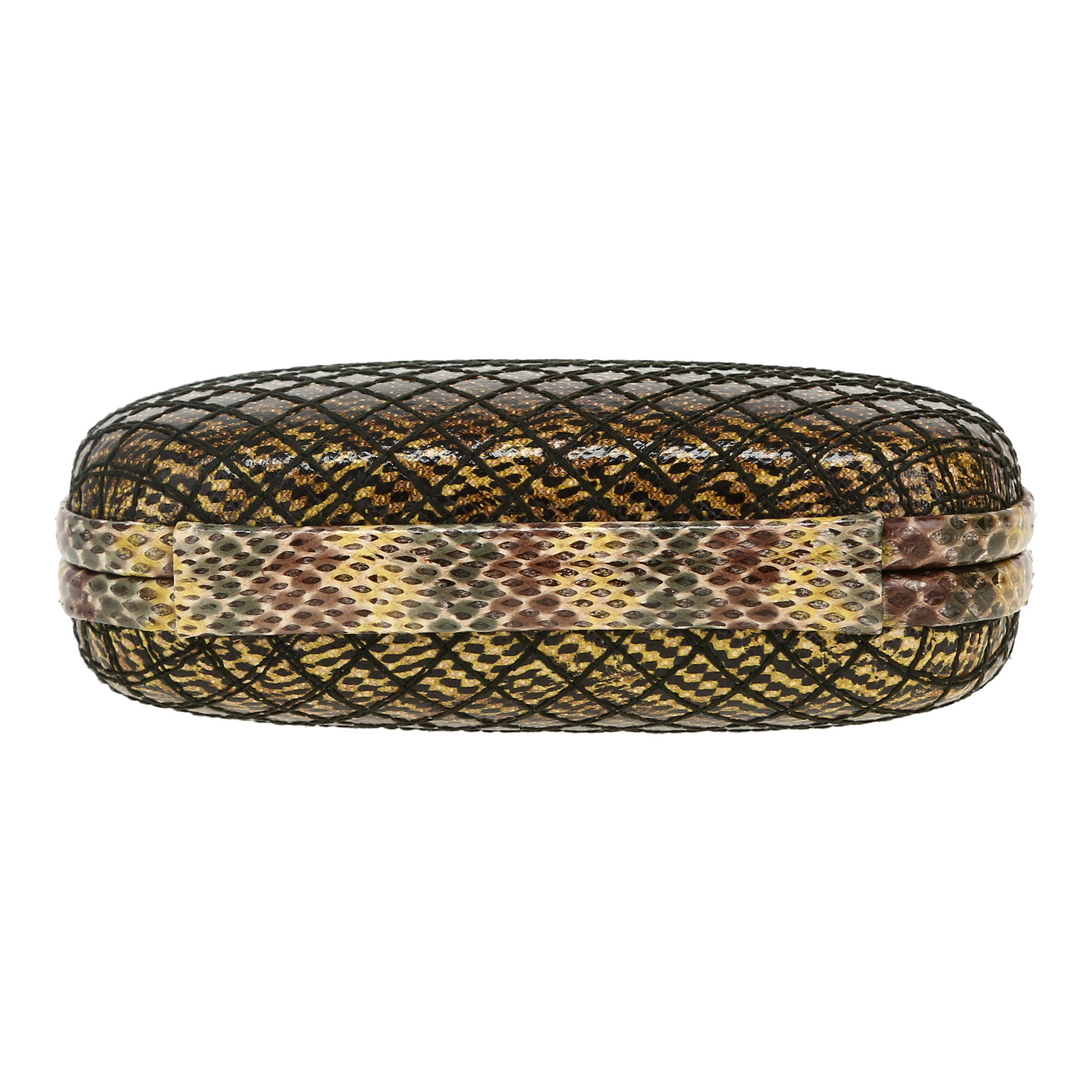 Bottega Veneta  Knot clutch  in black and yellow python - Detail D1