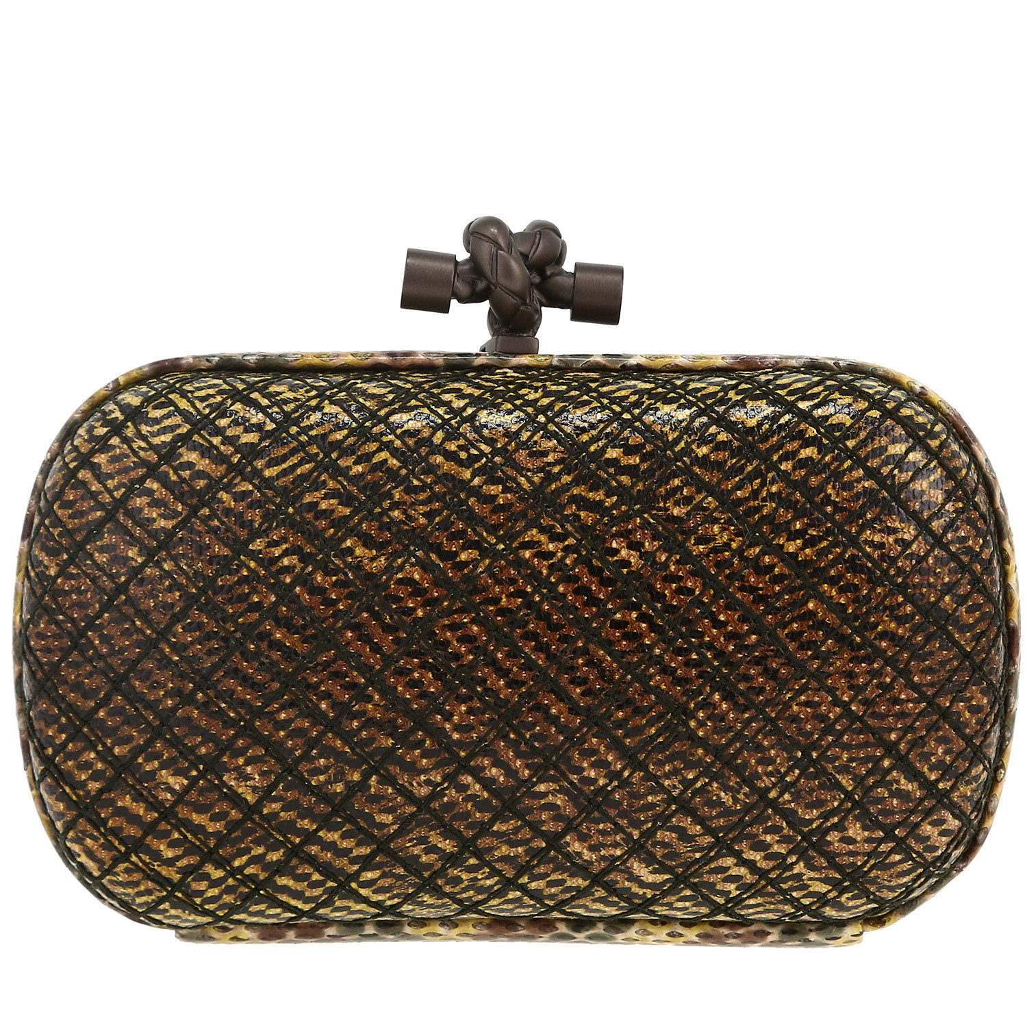 Bottega Veneta  Knot clutch  in black and yellow python - Detail D4