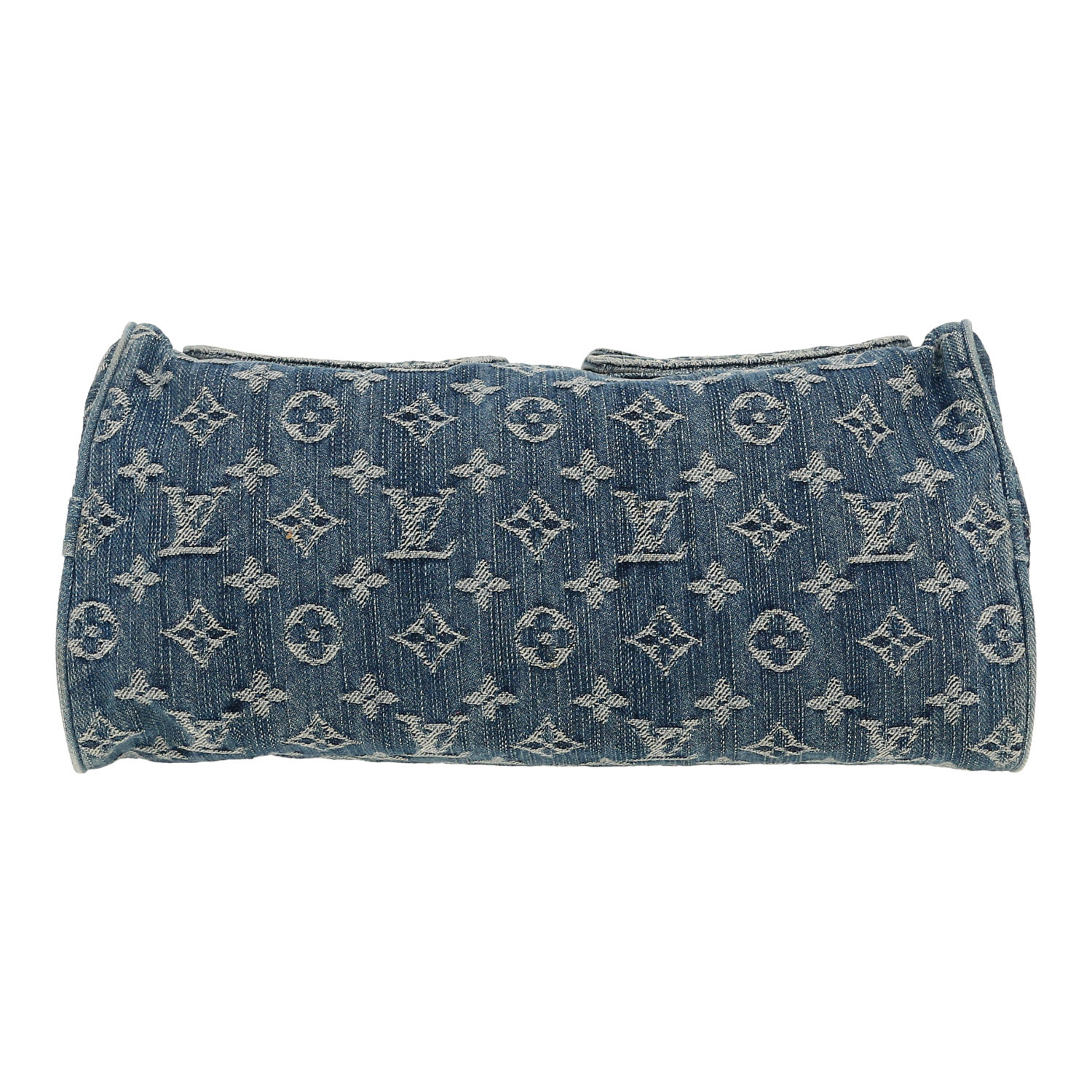 Borsa Louis Vuitton Neo Speedy in denim blu e pelle naturale - Detail D1