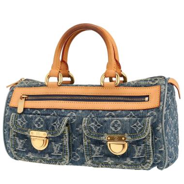 Bolso de mano Louis Vuitton  Neo Speedy en denim azul y cuero natural