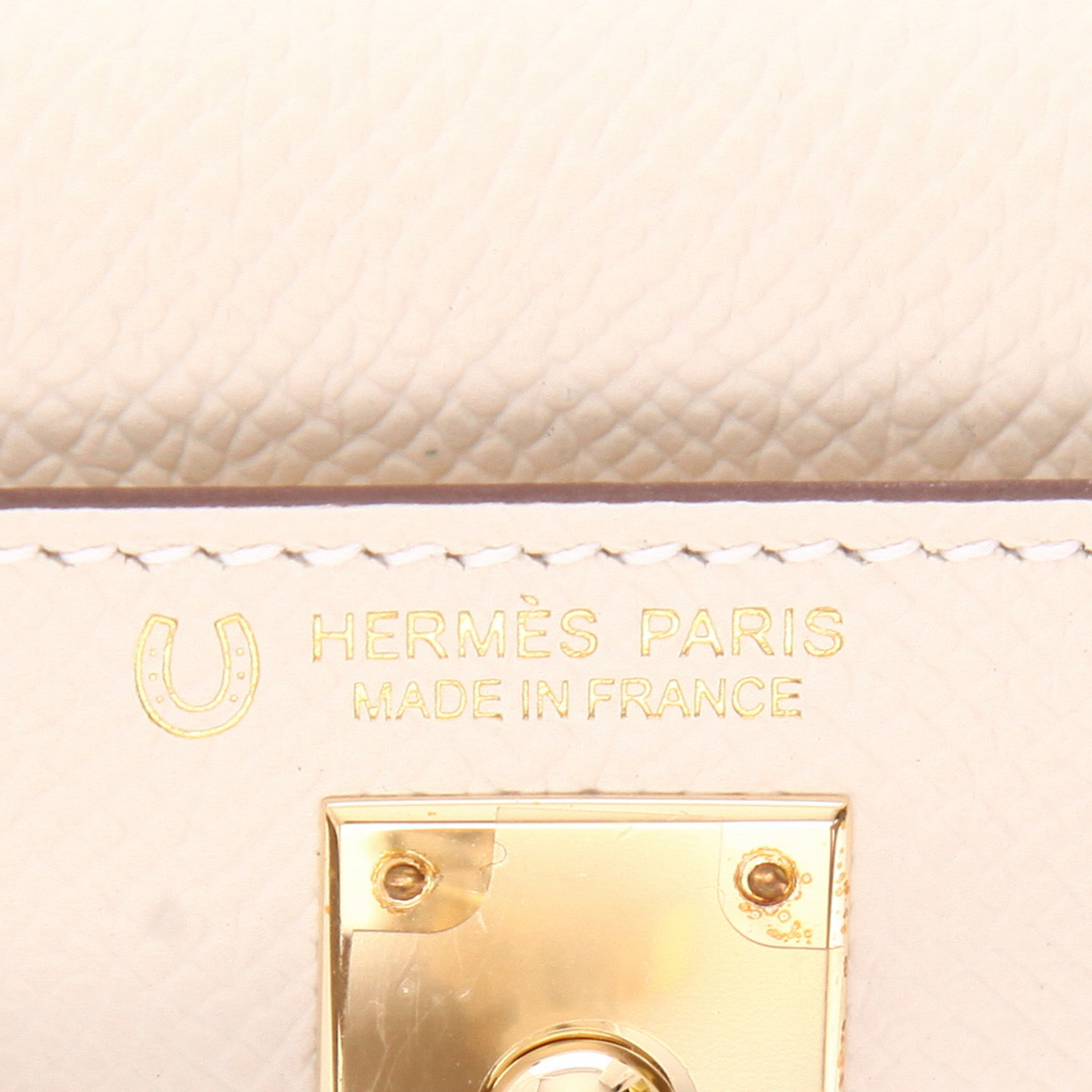 Sac bandoulière Hermès  Kelly 20 cm en cuir epsom Nata et étoupe - Detail D2