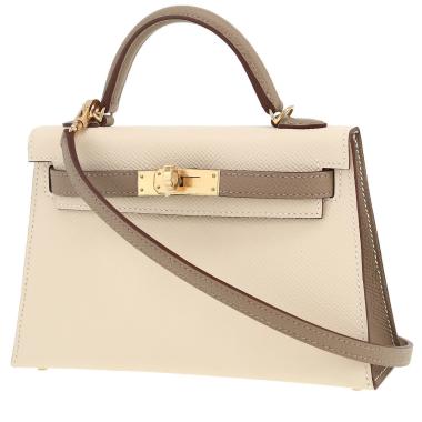Borsa a tracolla Hermès  Kelly 20 cm in pelle Epsom Nata e etoupe