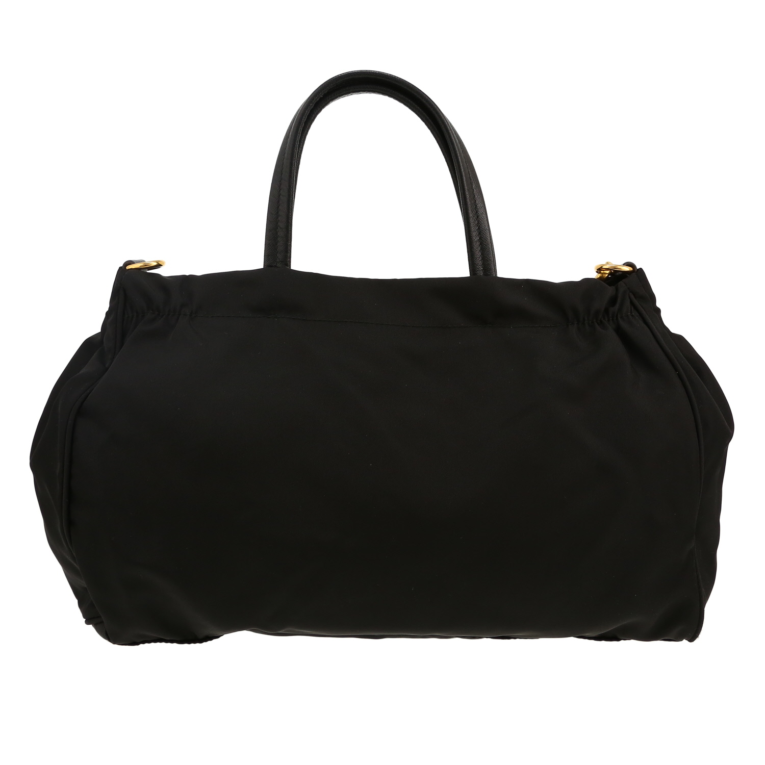 Prada   shopping bag  in black canvas and leather - Detail D4