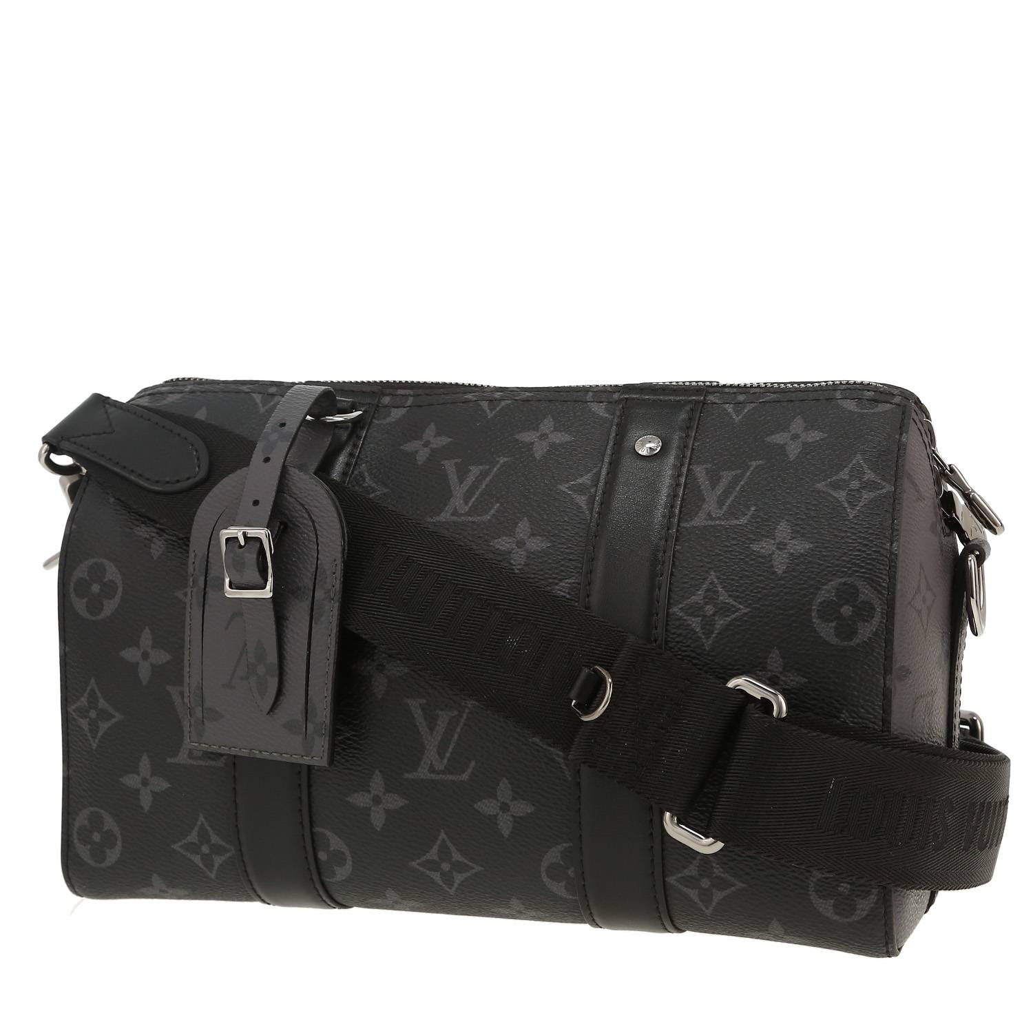 Borsa a tracolla Louis Vuitton City Keepall in tela monogram grigio Graphite e pelle nera - 00pp