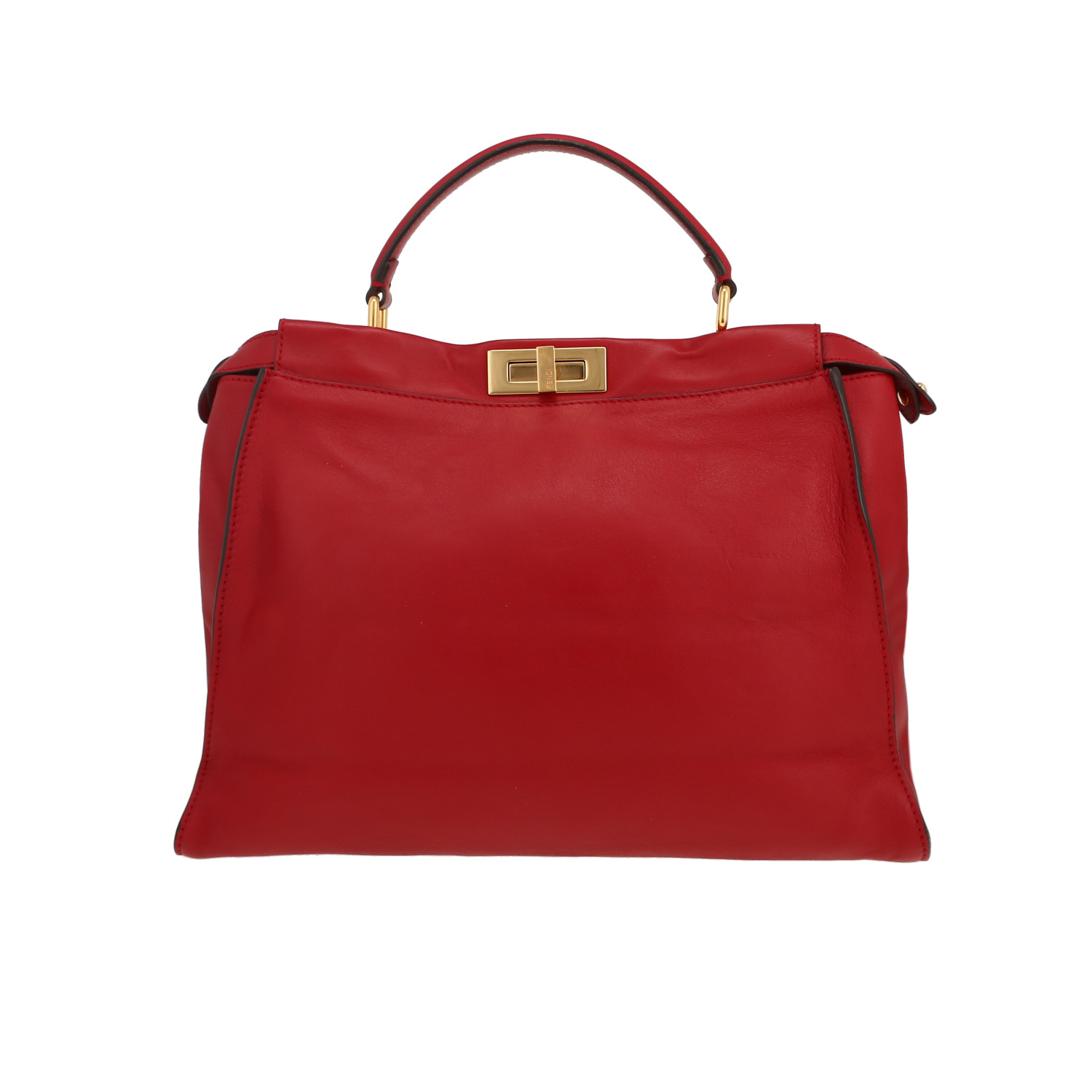 Fendi Peekaboo handbag in red leather - Detail D4