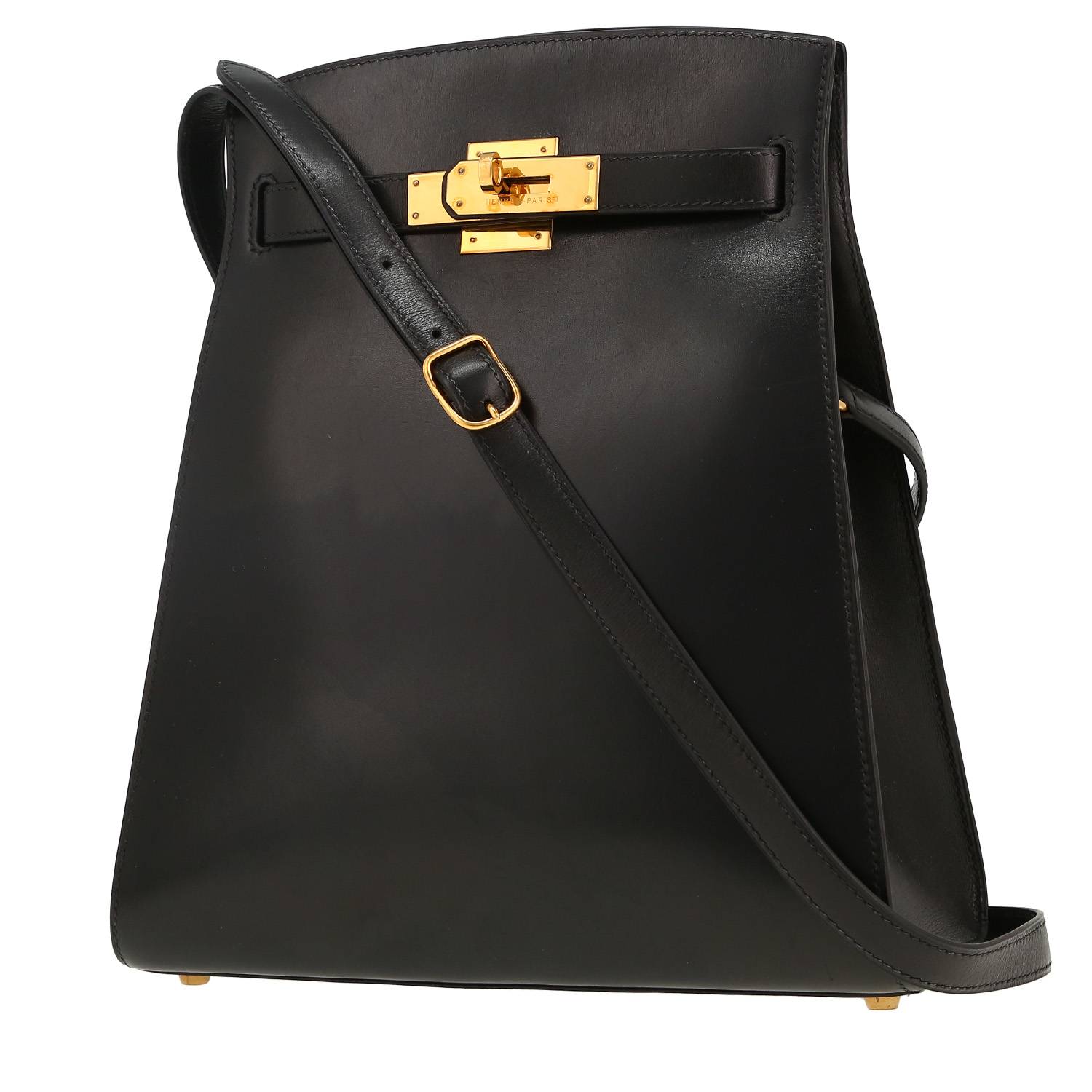 Bolso de mano Hermès  Kelly Sport en cuero box negro