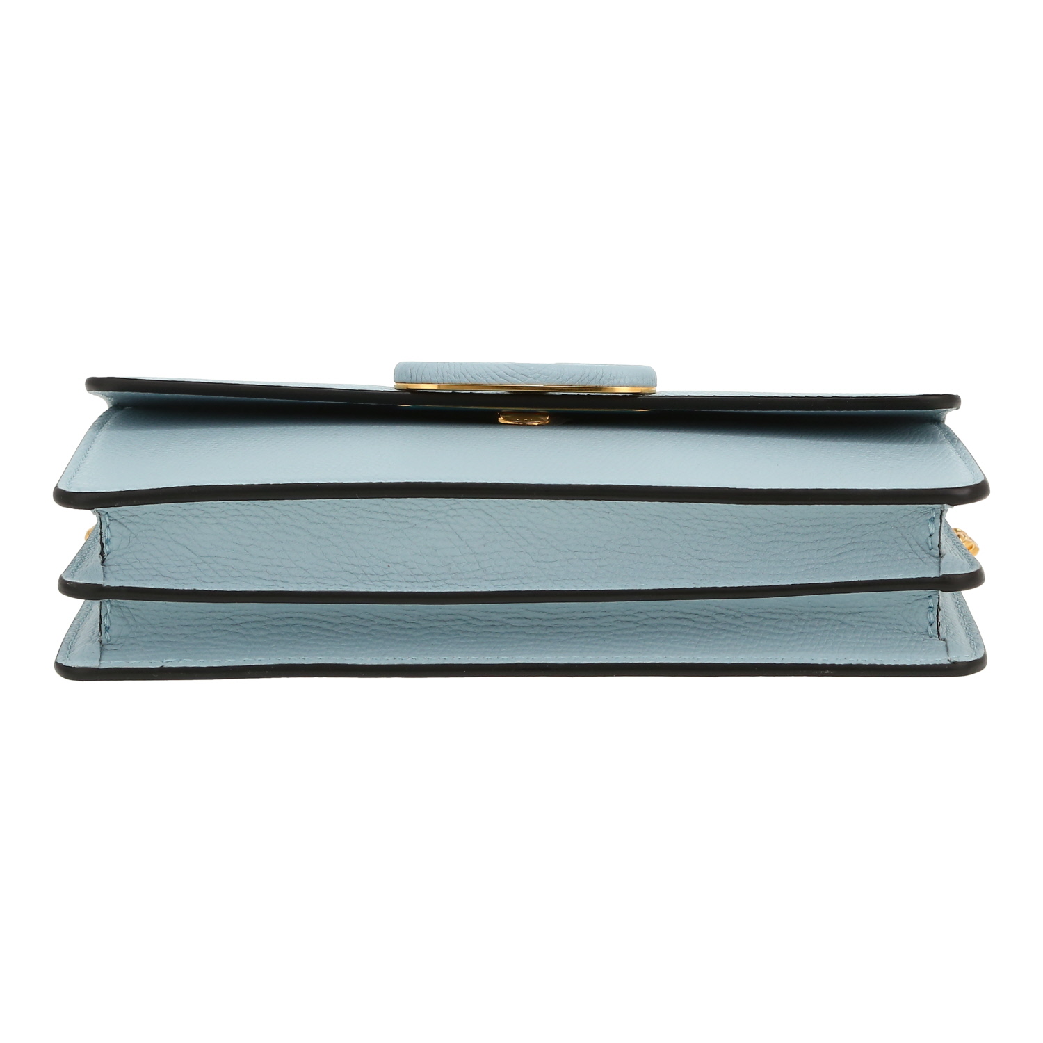 Valentino Garavani  Vlogo shoulder bag  in light blue grained leather - Detail D1