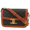 Celine  Triomphe shoulder bag  in brown "Triomphe" canvas  and brown leather - 00pp thumbnail