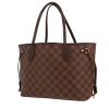 Louis Vuitton  Neverfull shopping bag  in ebene damier canvas  and brown leather - 00pp thumbnail