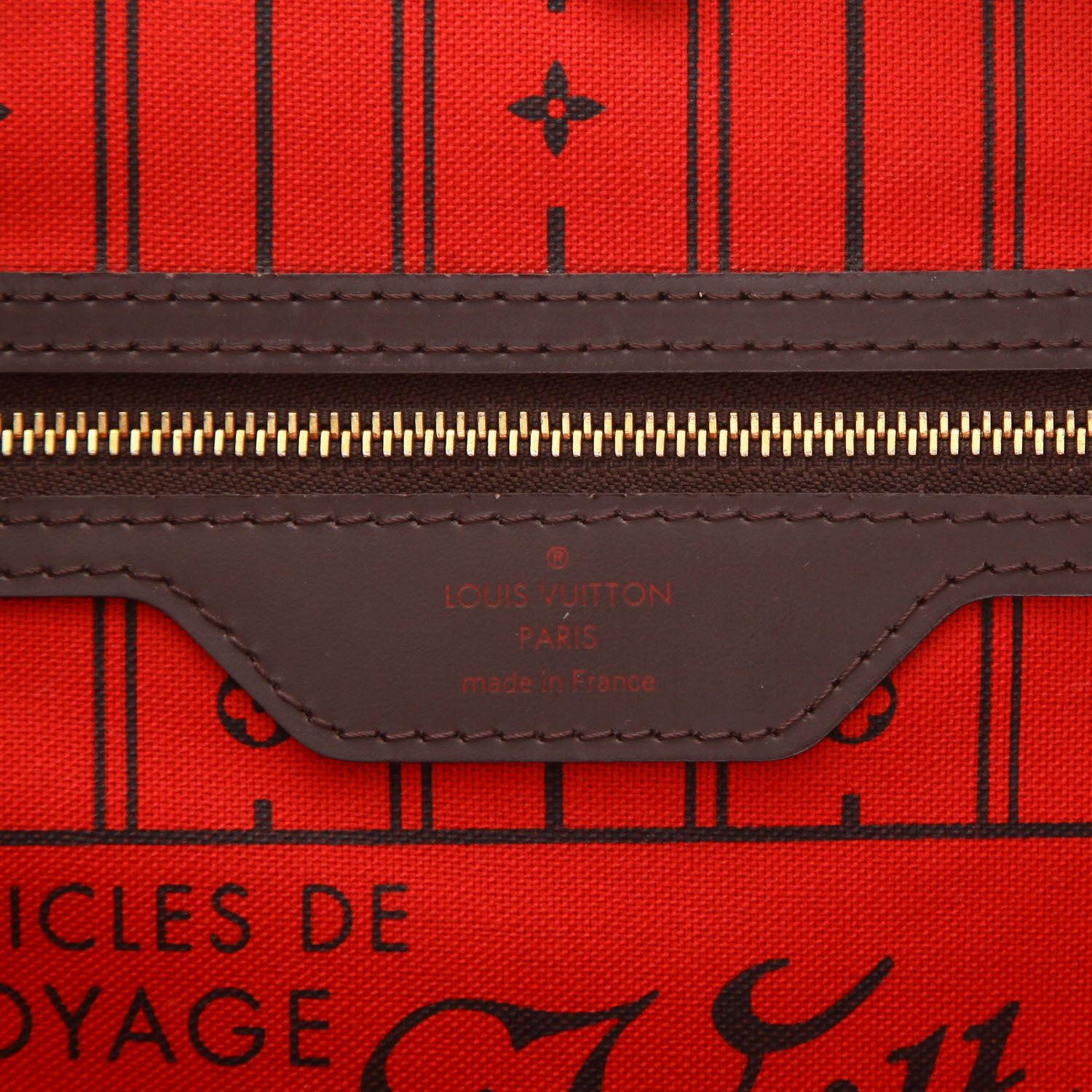 Shopping bag Louis Vuitton  Neverfull modello piccolo  in tela a scacchi ebana e pelle marrone - Detail D2