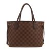 Sac cabas Louis Vuitton  Neverfull petit modèle  en toile damier ébène et cuir marron - Detail D4 thumbnail