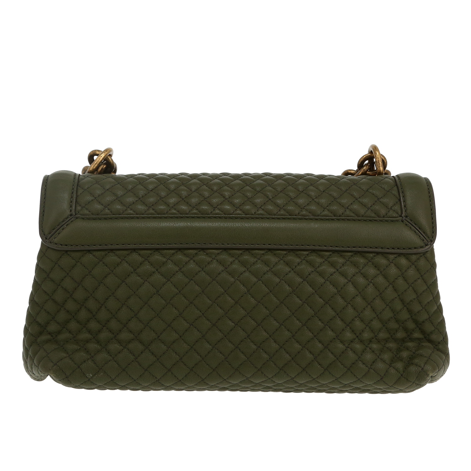 Borsa a tracolla Bottega Veneta  Olimpia Knot in pelle intrecciata verde kaki - Detail D4
