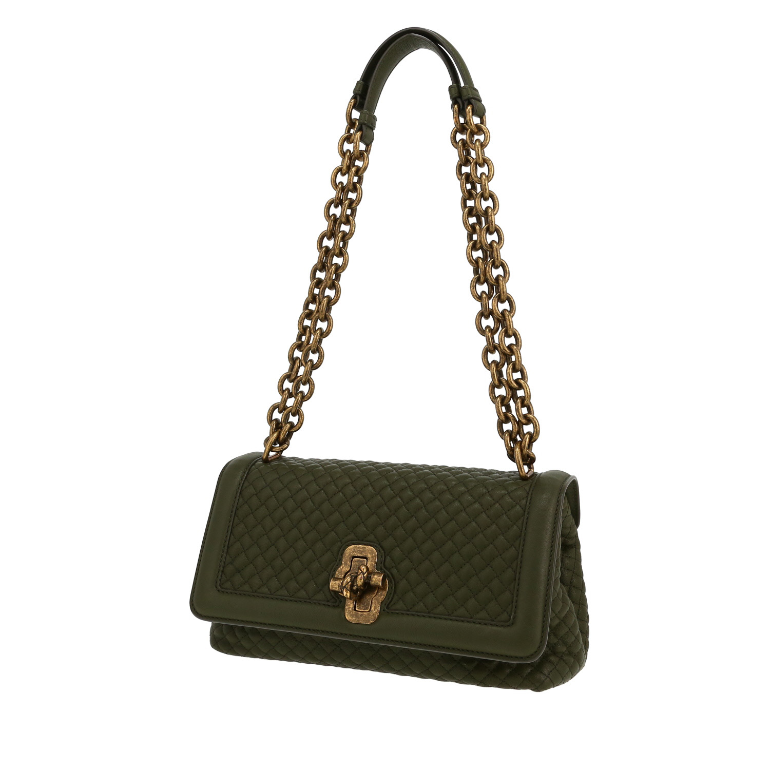 Sac bandoulière Bottega Veneta  Olimpia Knot en cuir intrecciato vert-kaki - Detail D5