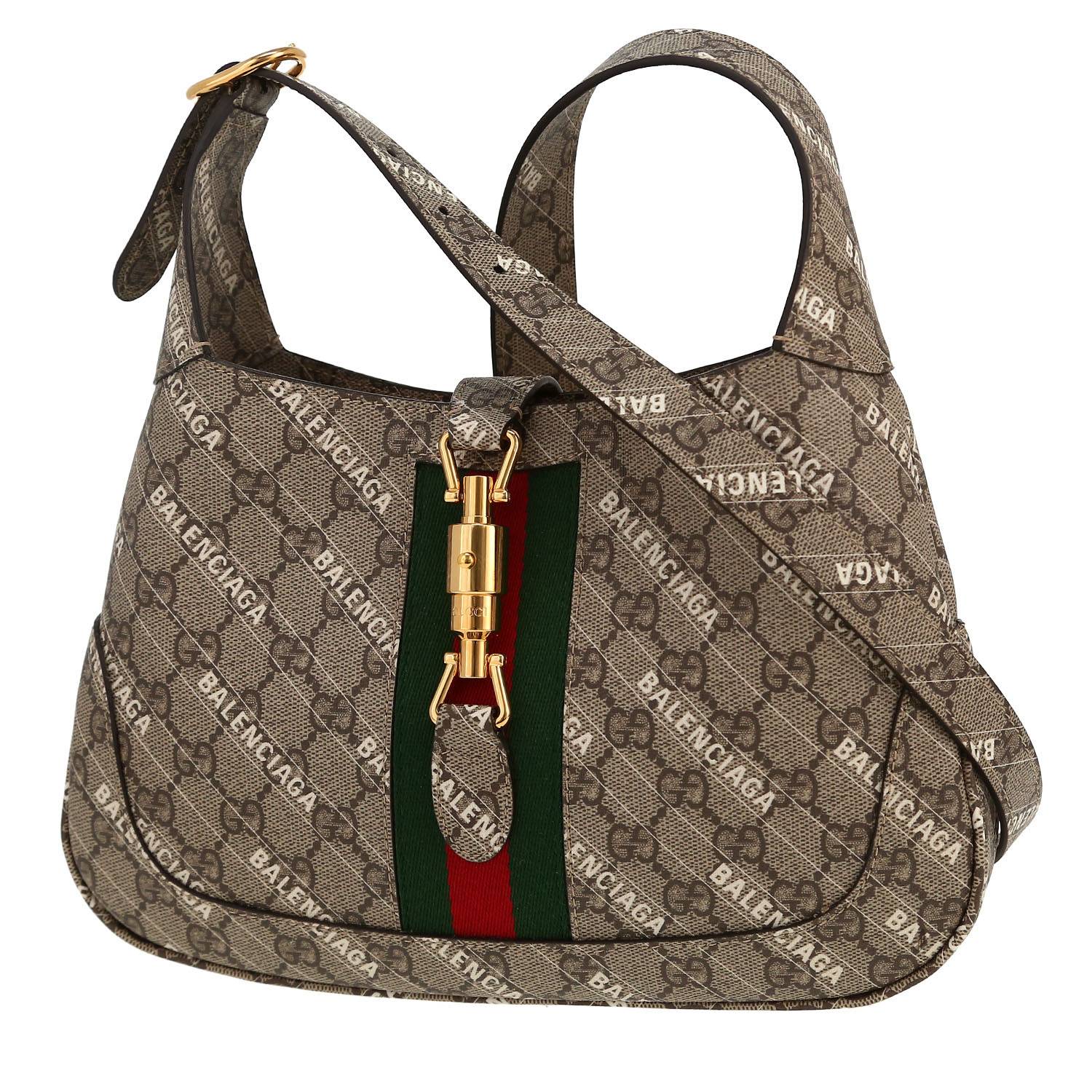 Gucci Jackie shoulder bag in beige logo canvas and bicolor canvas
