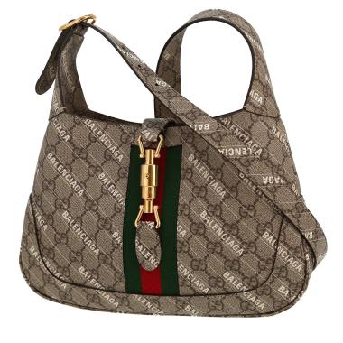 Sac bandoulière Gucci  Jackie en toile siglée beige et toile bicolore