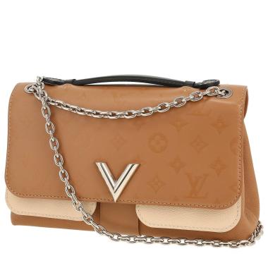 Sac bandoulière Louis Vuitton  Very Chain en cuir marron et beige