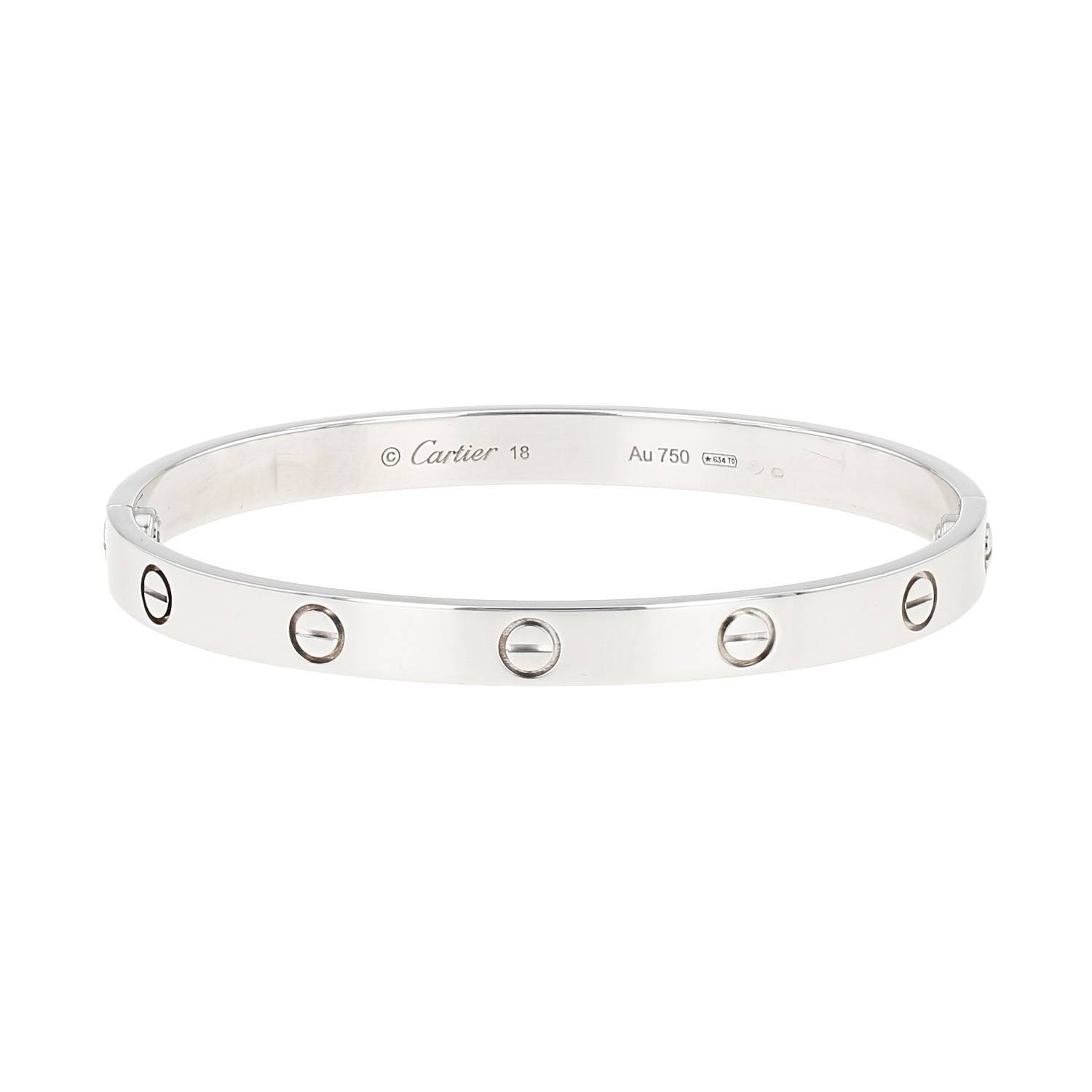 Bracelet Cartier Love en or blanc, taille 18
