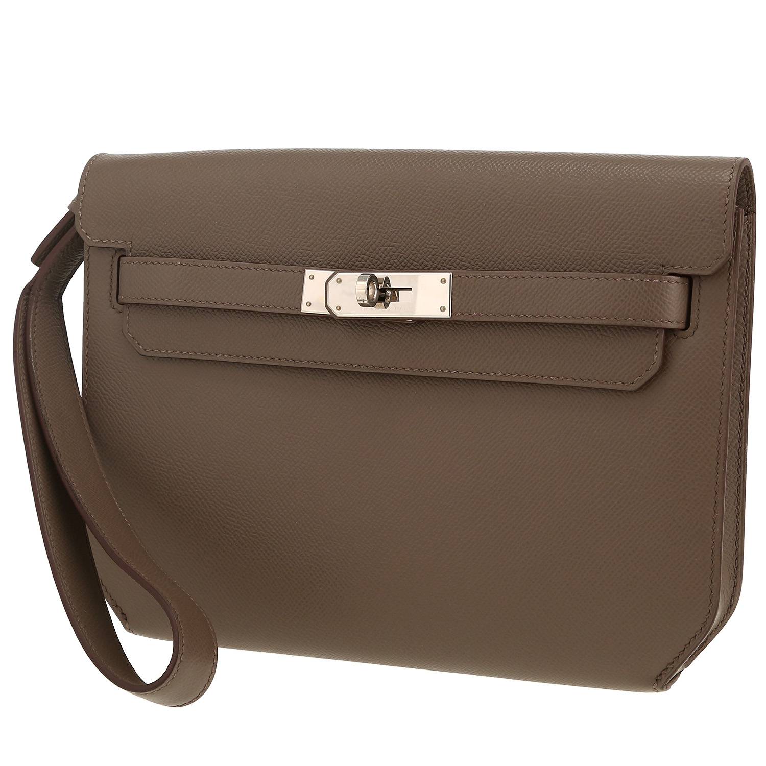 Hermès Kelly Dépêches pouch in etoupe epsom leather