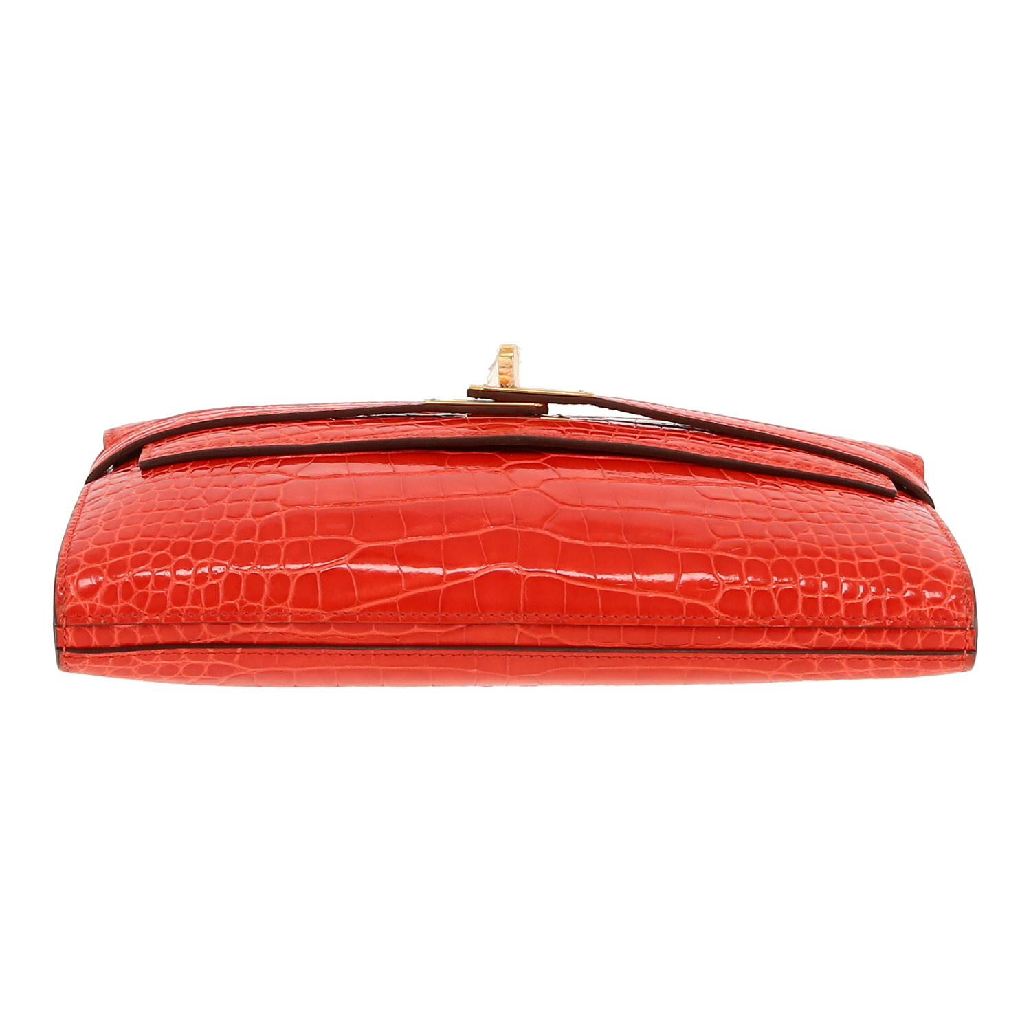 Hermès  Kelly wallet wallet  in orange alligator - Detail D1