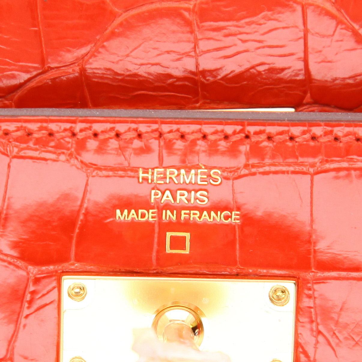 Hermès  Kelly wallet wallet  in orange alligator - Detail D2