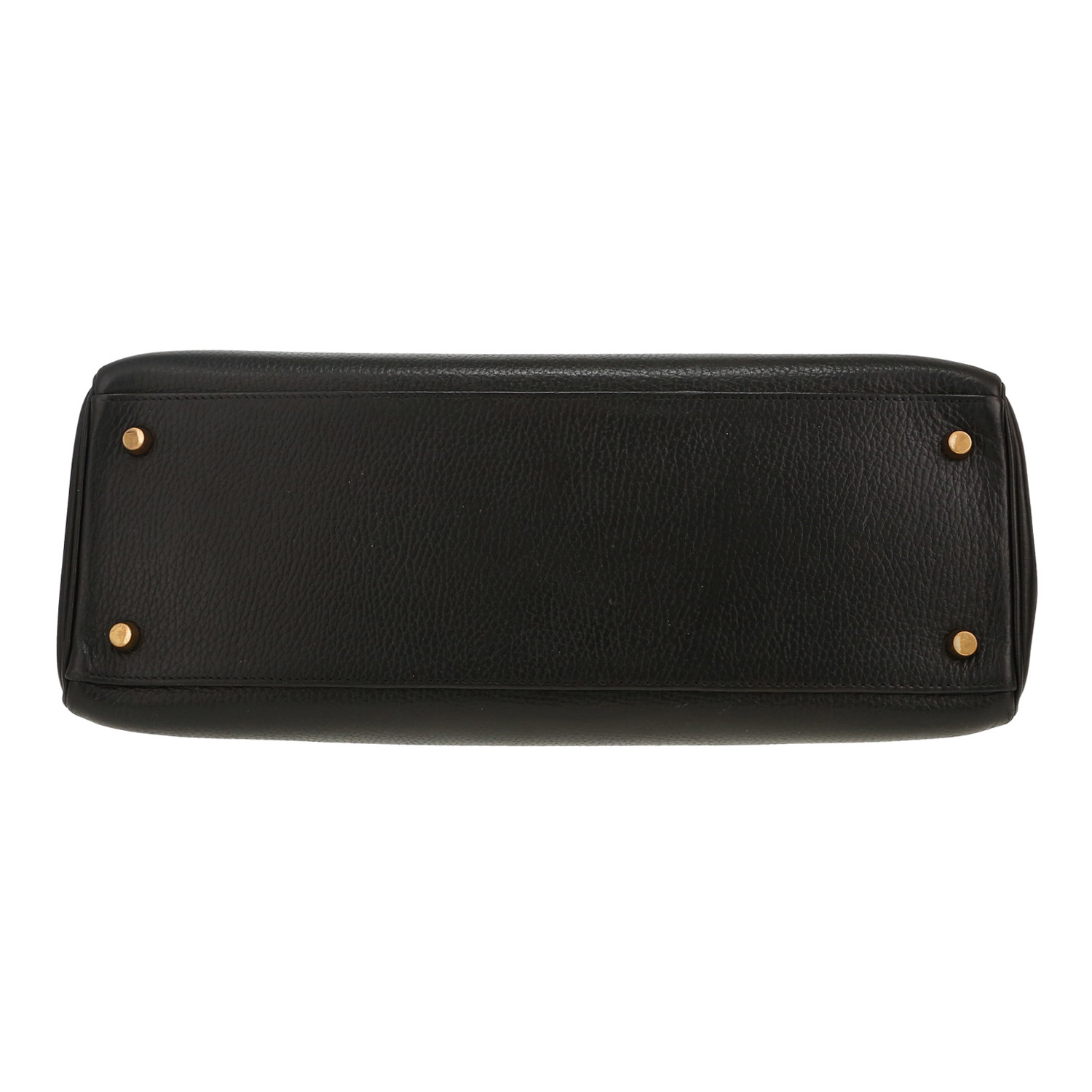 Bolso de mano Hermès  Kelly 35 cm en cuero Ardenne negro - Detail D1