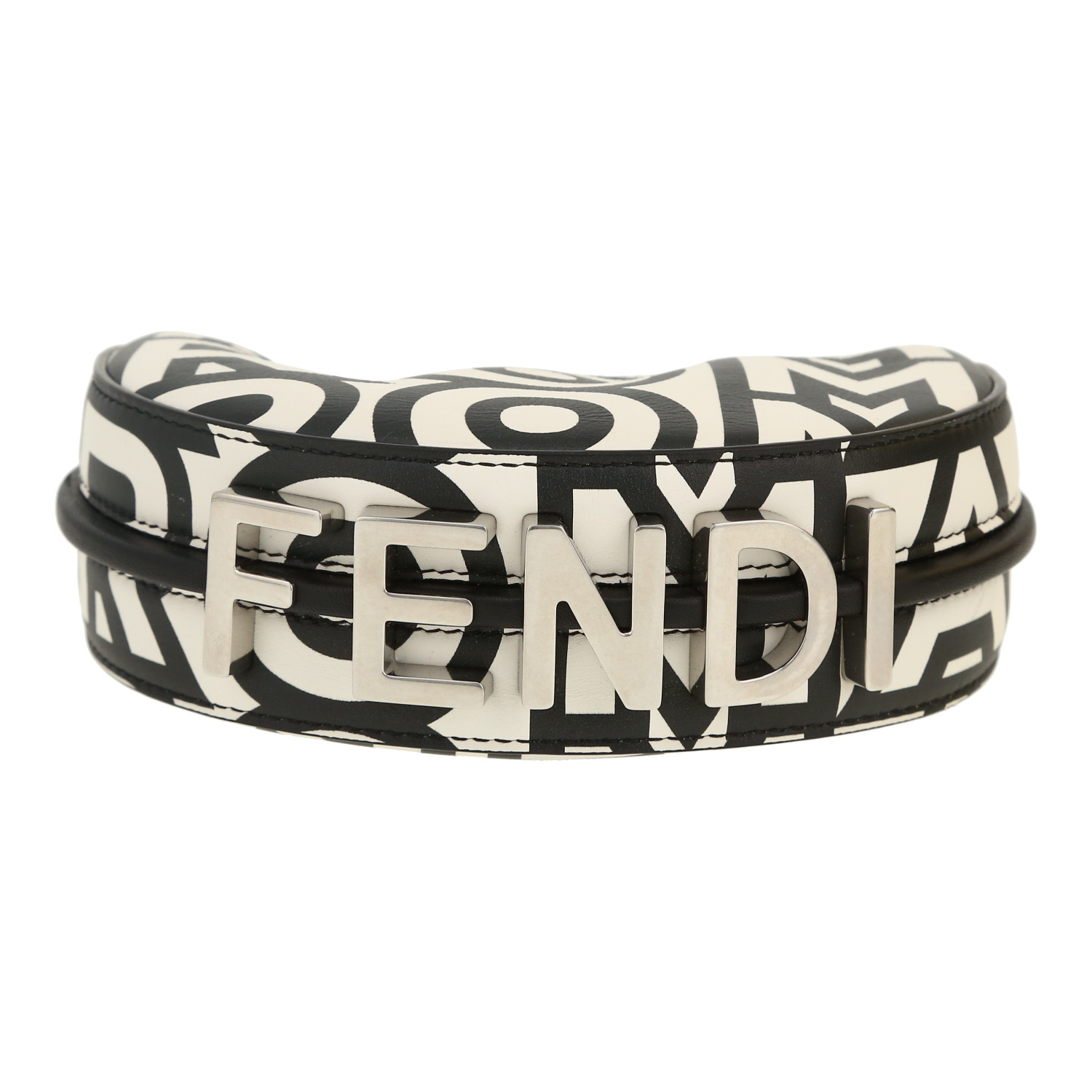 Fendi Fendigraphy shoulder bag in black and white leather - Detail D1