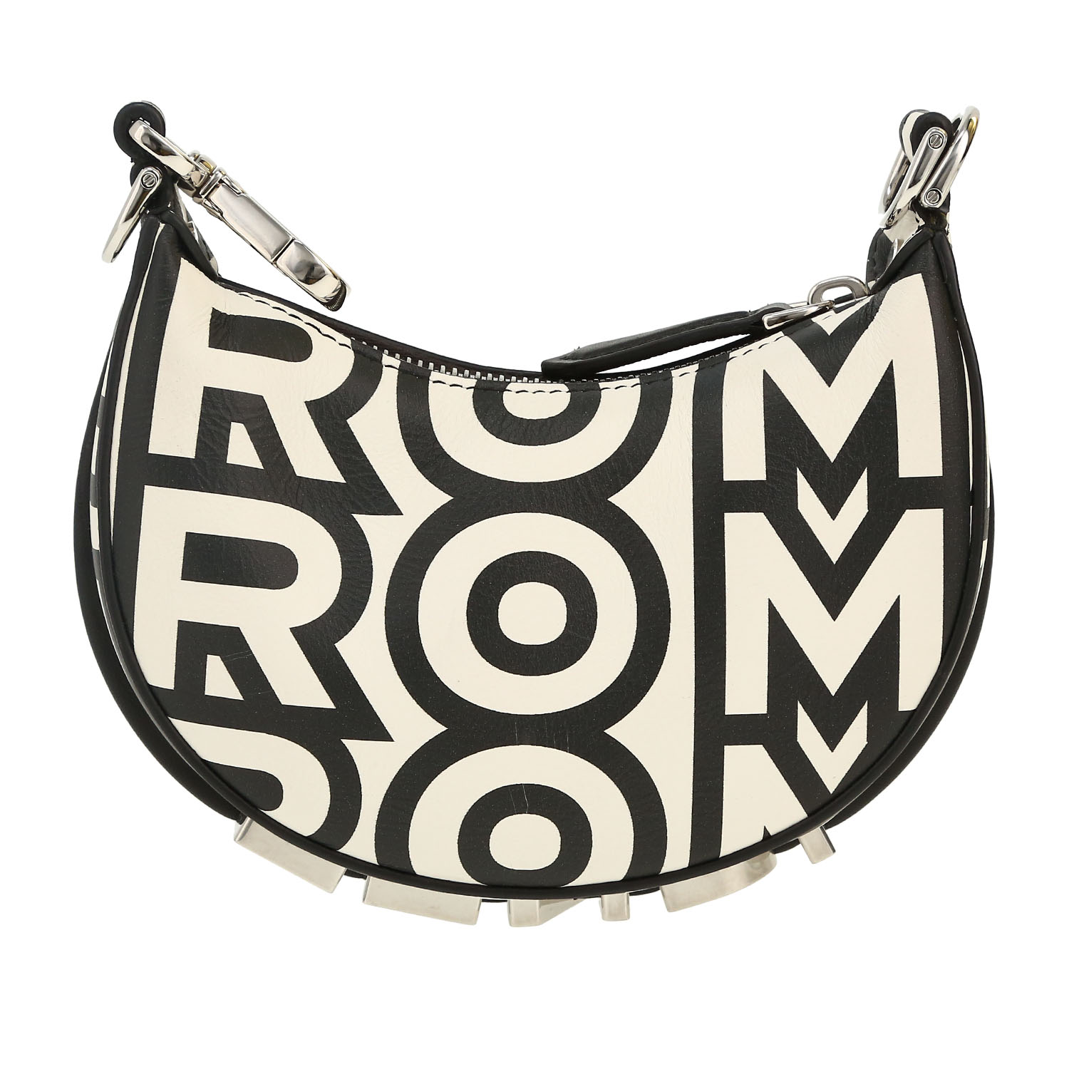 Borsa a tracolla Fendi Fendigraphy in pelle nera e bianca - Detail D4