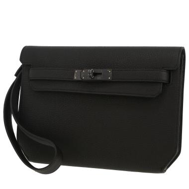 Bolsito de mano Hermès  Kelly Dépêches en cuero togo negro