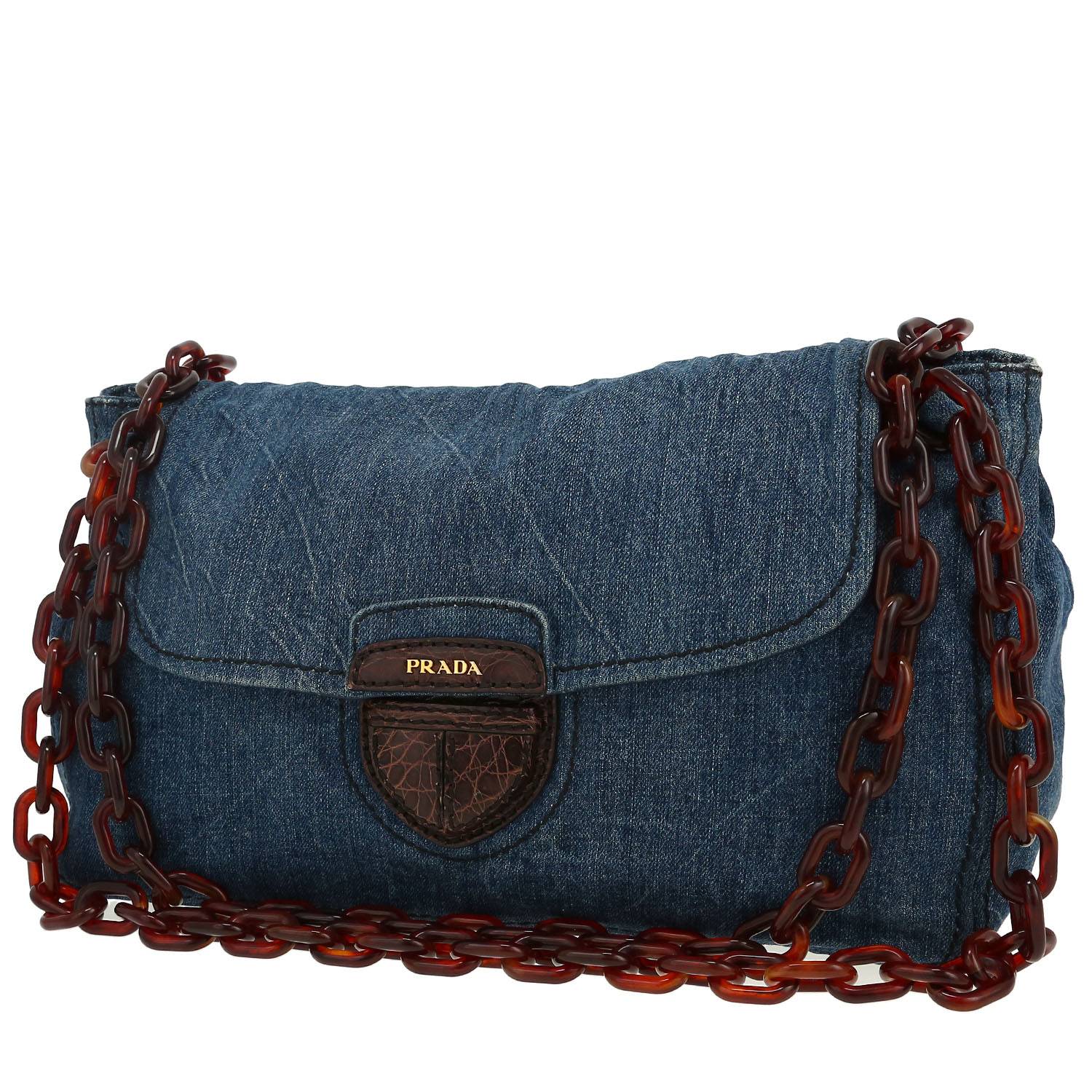 Bolso de mano Prada   en lona denim azul