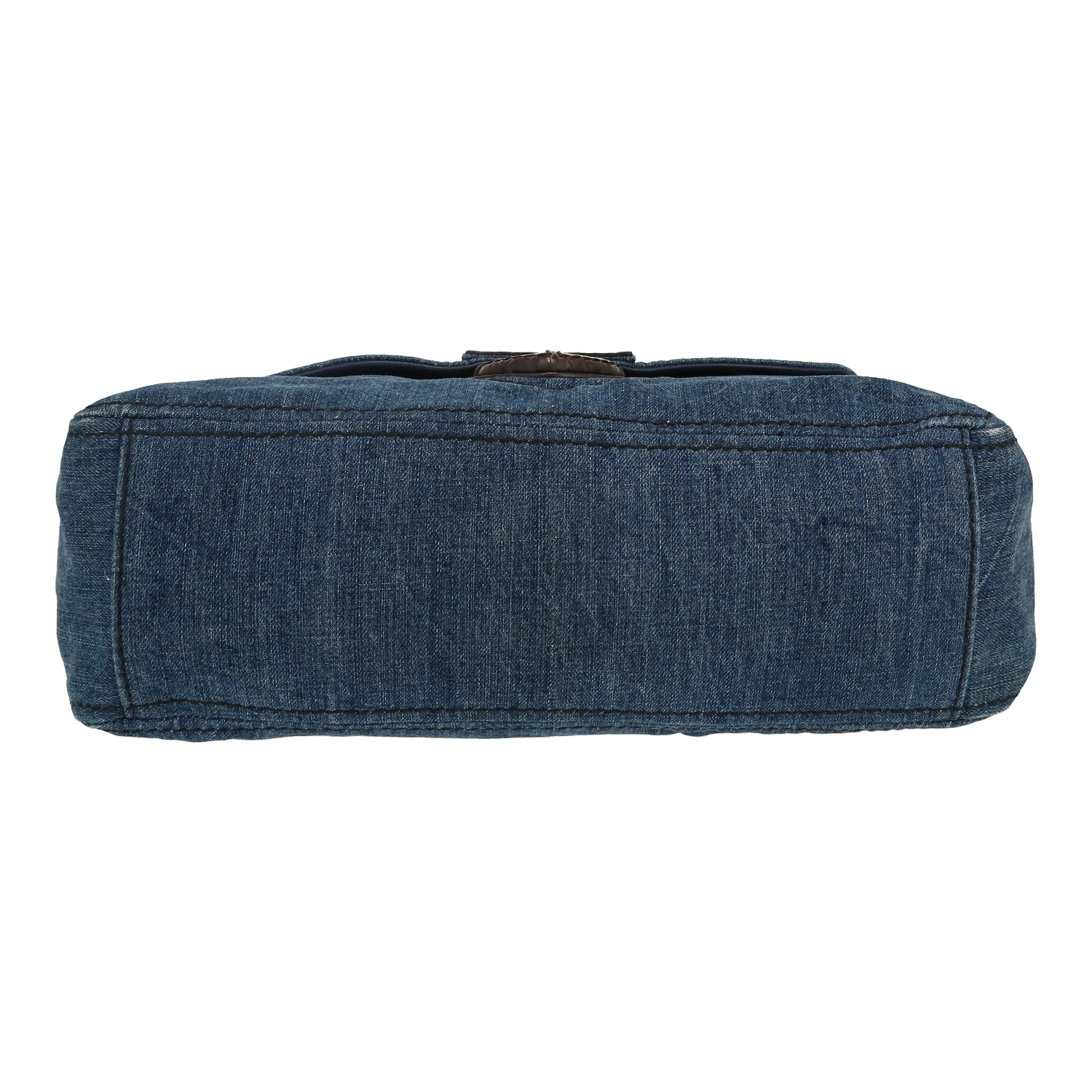 Bolso de mano Prada en lona denim azul - Detail D1