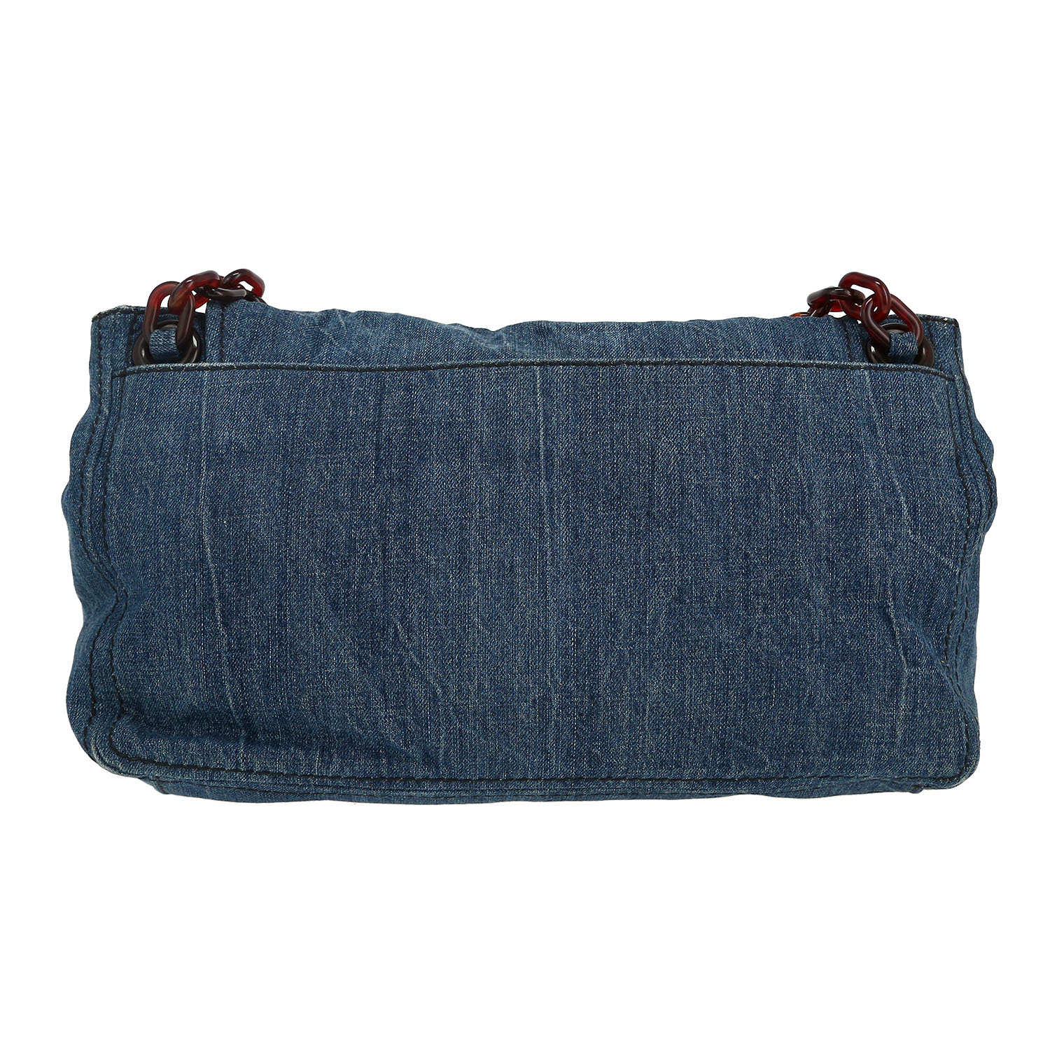 Bolso de mano Prada en lona denim azul - Detail D4