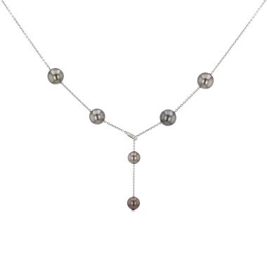 Collar Mikimoto  de oro blanco, perlas cultivadas de Tahiti y diamantes