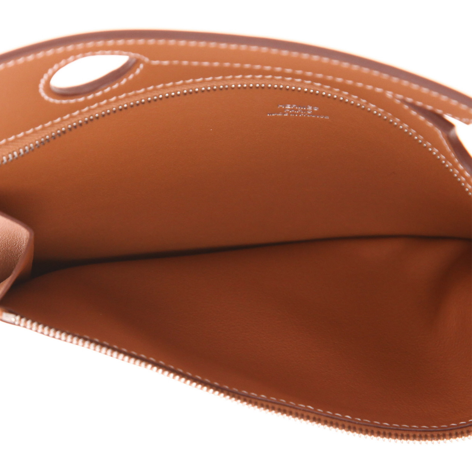 Bolsito de mano Hermès Backpocket 30 en cuero swift color oro - Detail D3